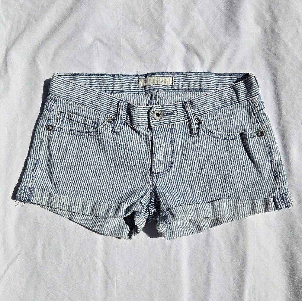 Bullhead Women's Blue Striped Shorts